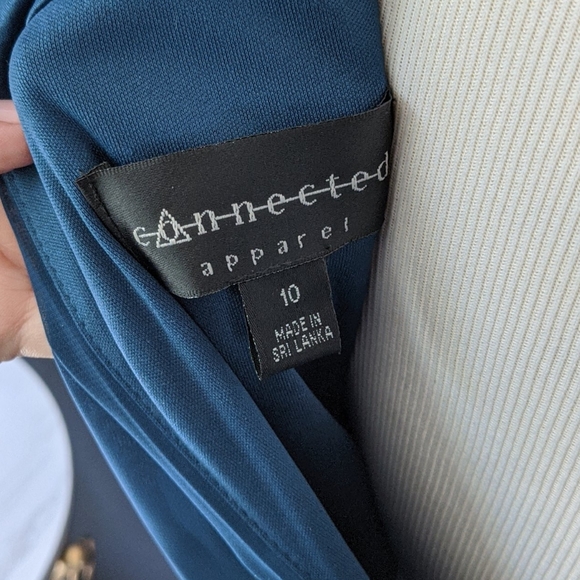 Connected Apparel teal chiffon dress - Picture 5 of 8